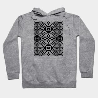 Grid Paper White and Black Geometric Cross Pattern Vector Art Hoodie